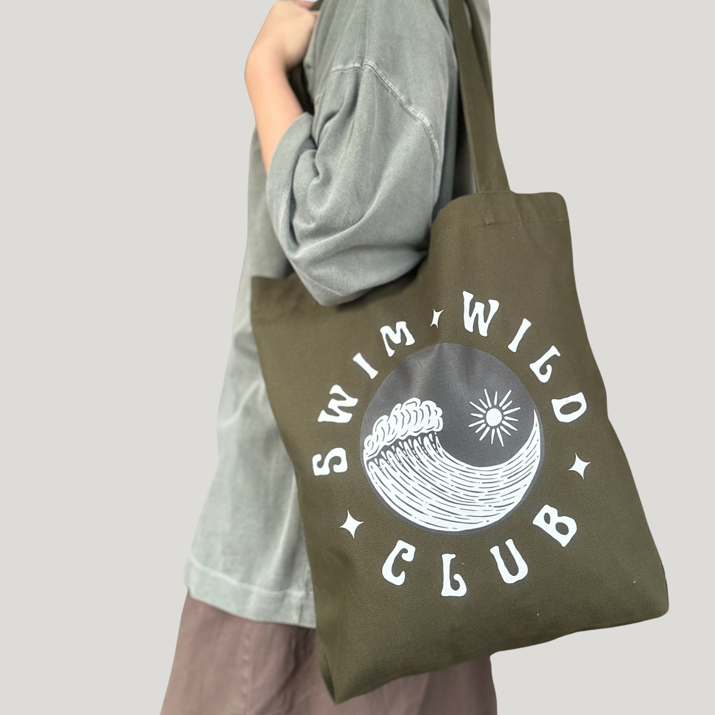 Olive Swim Wild Club canvas tote bag