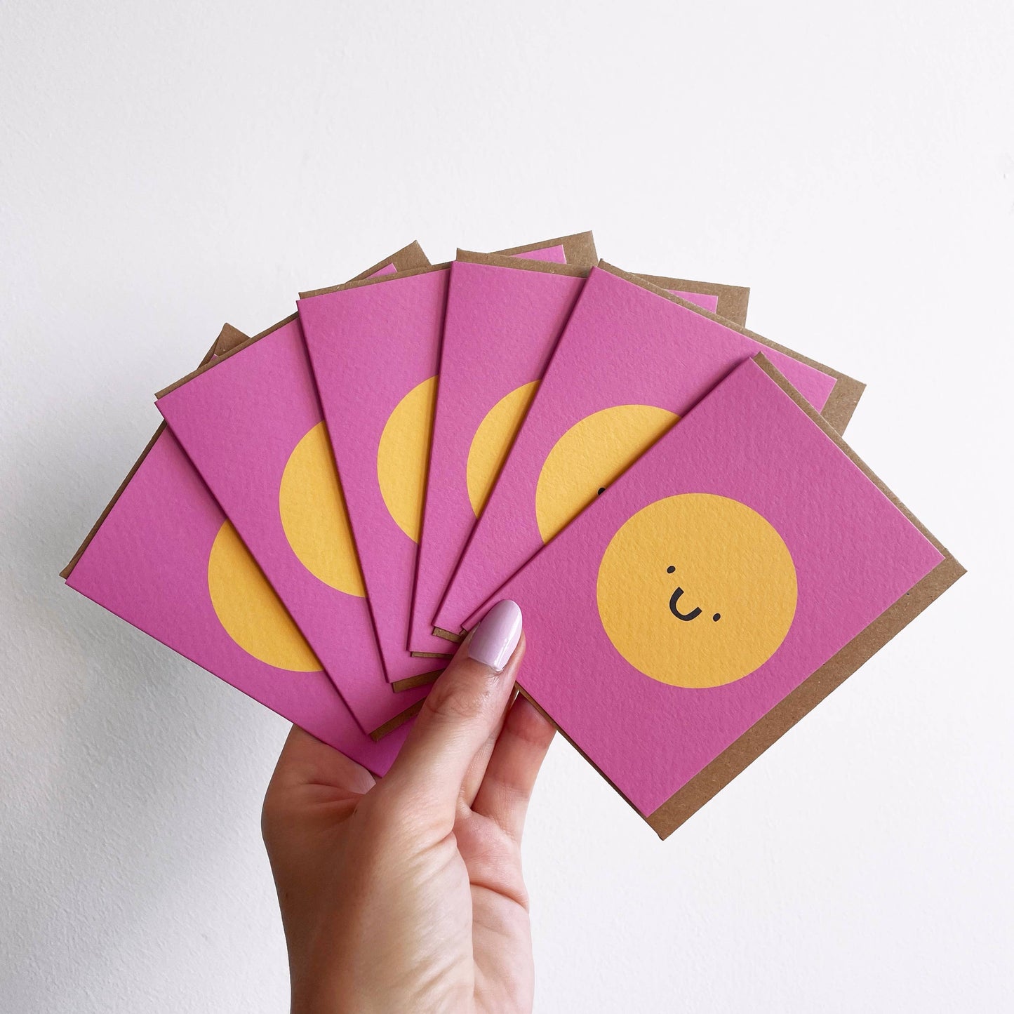 Pack of 6 x Mini Smiley Face Cards