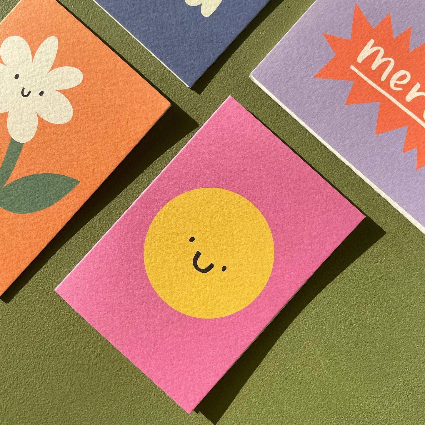 Pack of 6 x Mini Smiley Face Cards