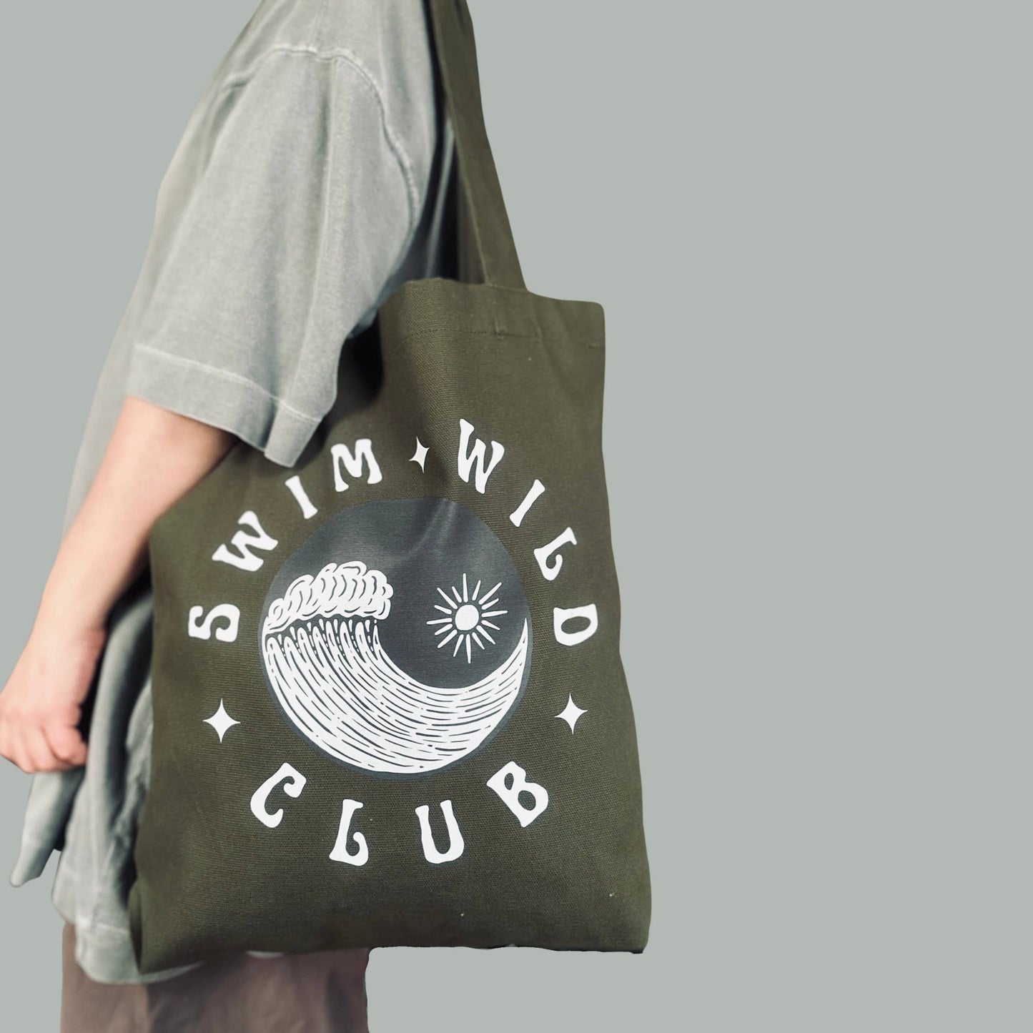 Olive Swim Wild Club canvas tote bag