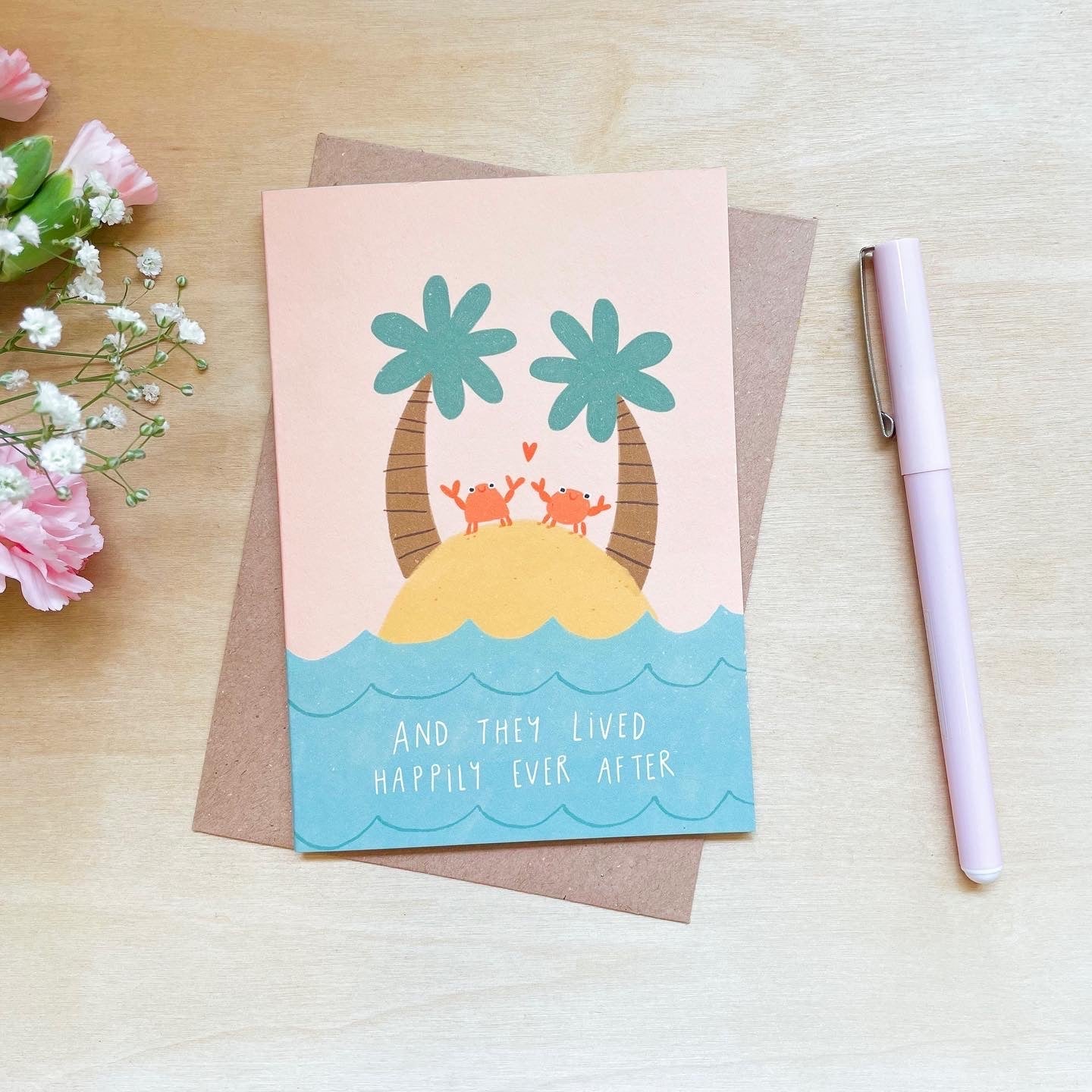 Happily Ever After - Recycled Coffee Cup Wedding Card
