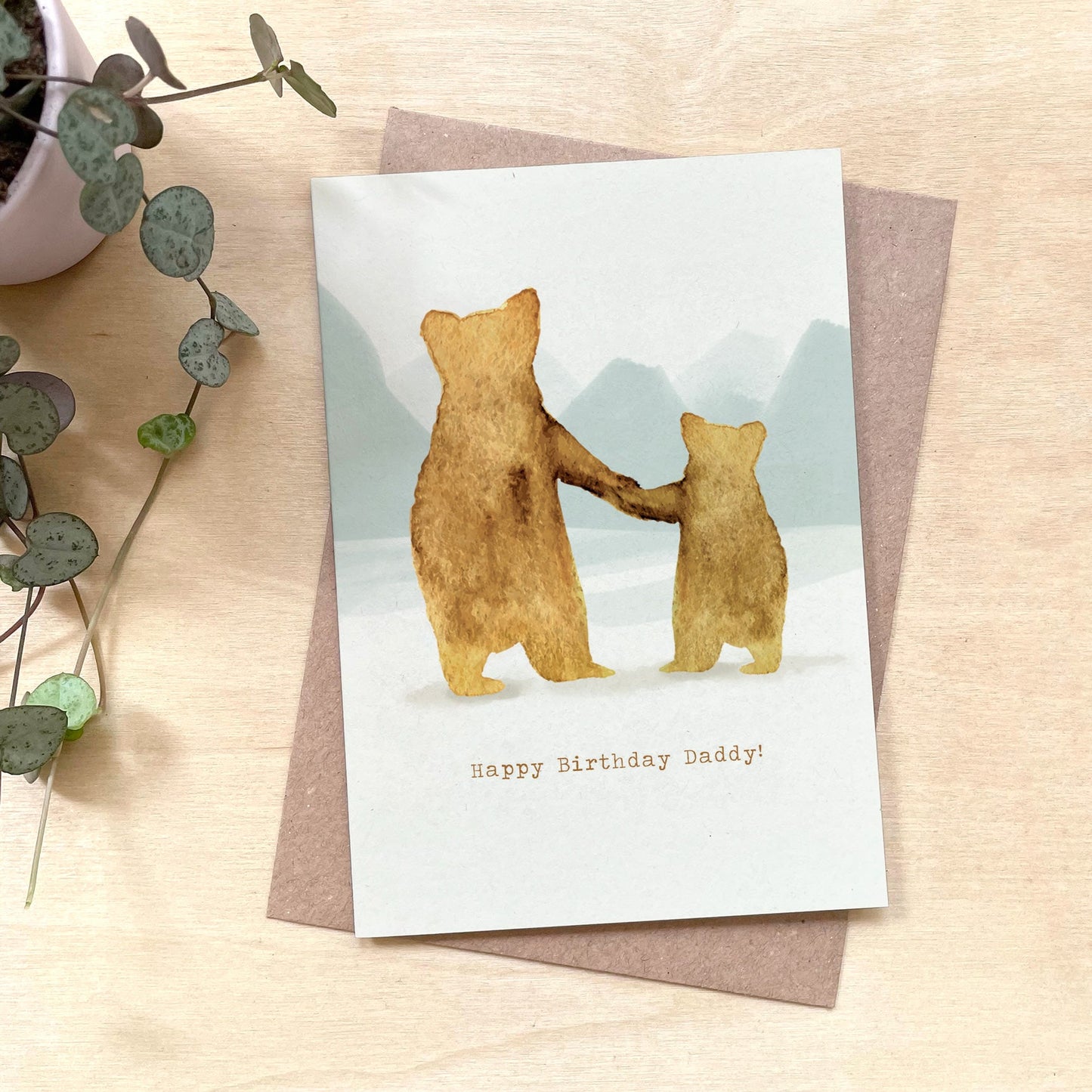 'Happy Birthday Daddy' Bears Recycled Coffee Cup Card