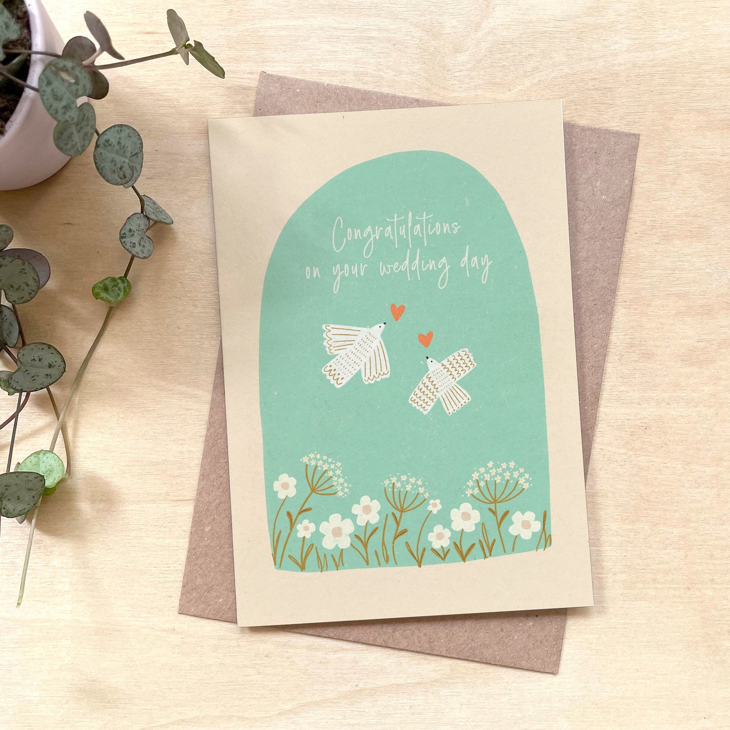 'Congratulations on your Wedding Day' Birds Recycled Coffee Cup Card