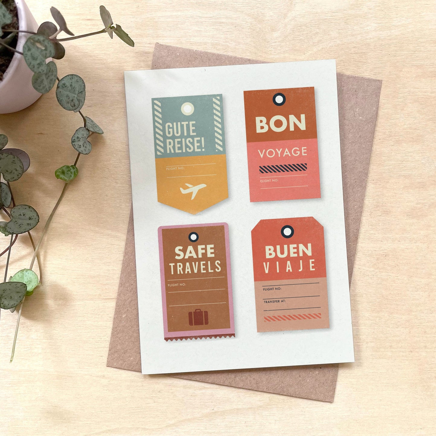Bon Voyage Travel Tickets - Recycled Coffee Cup Card