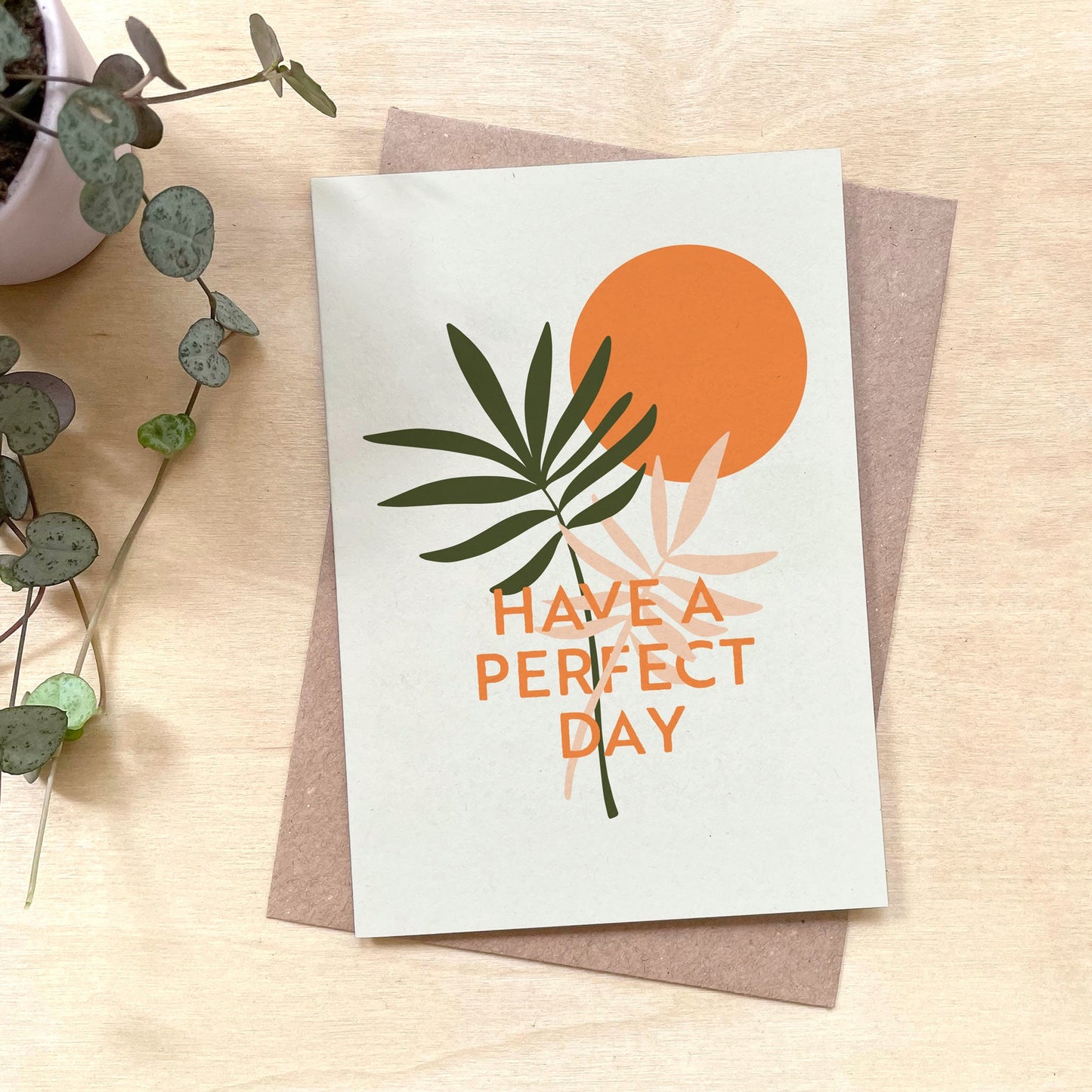 Perfect Day Sun and Leaves - Recycled Coffee Cup Birthday Card