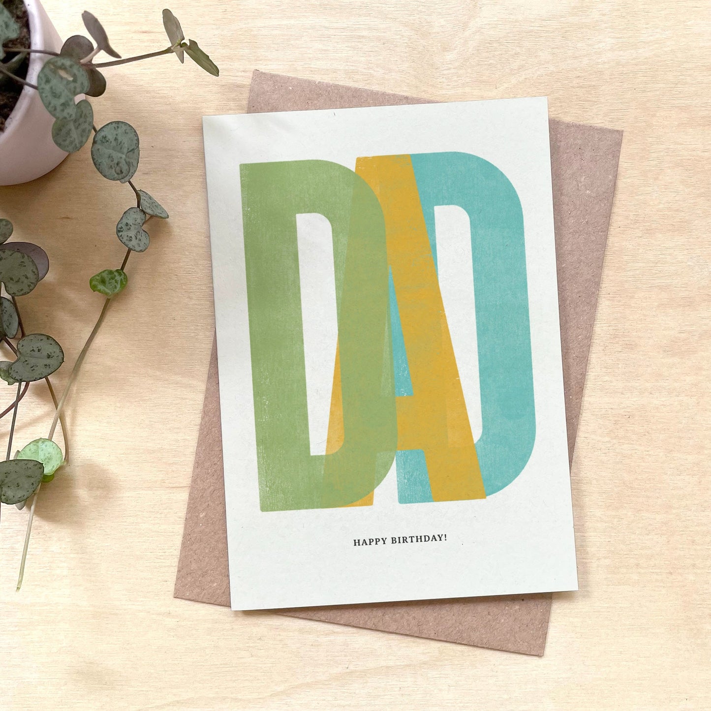 'Dad' Happy Birthday Letterpress Style Recycled Coffee Cup Card