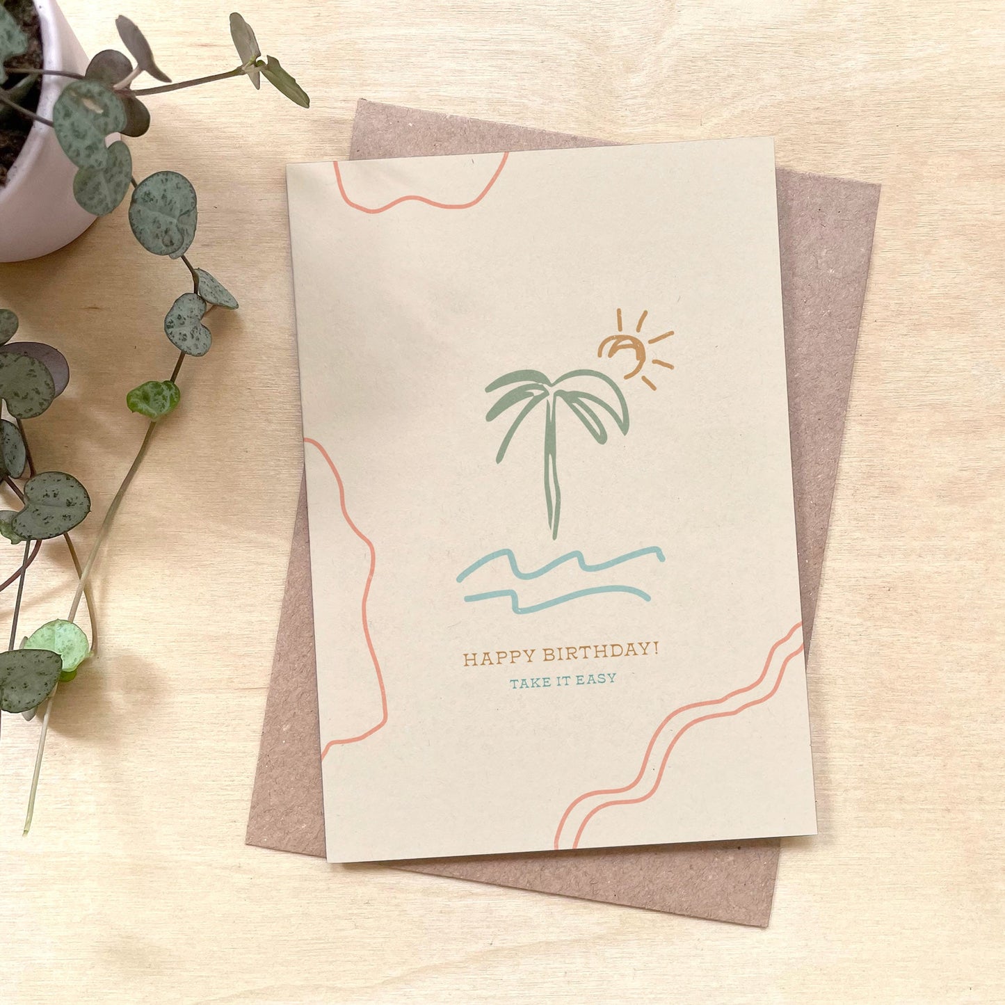 Take it Easy - Recycled Coffee Cup Birthday Card