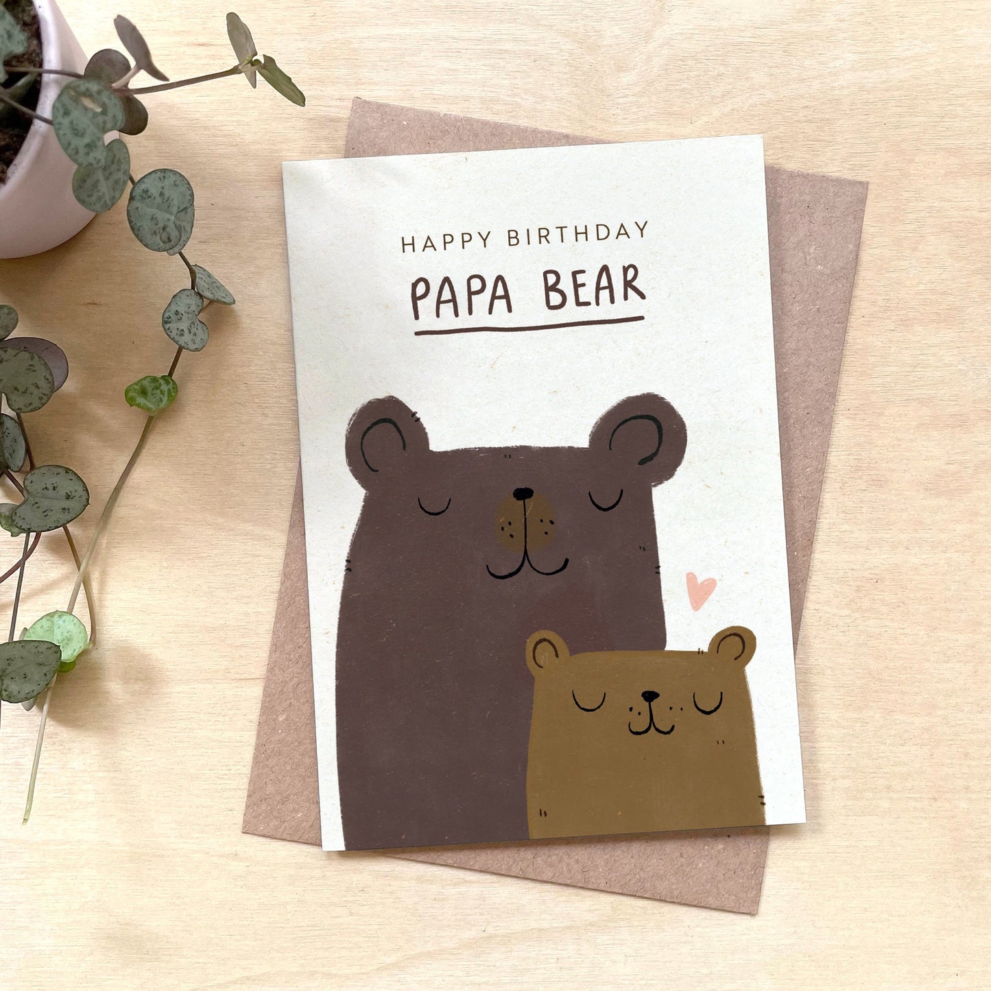 Papa Bear - Recycled Coffee Cup Birthday Card for Dad