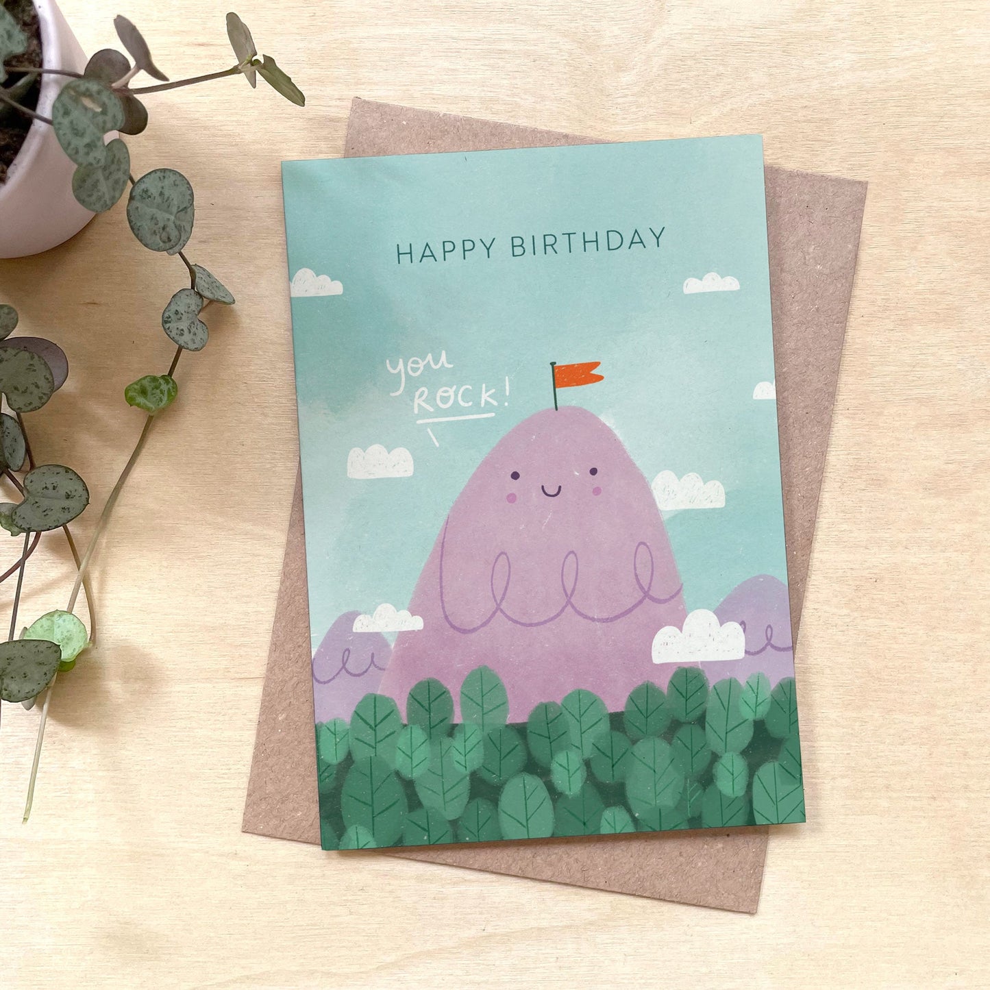 Happy Birthday 'You Rock' Recycled Coffee Cup Card