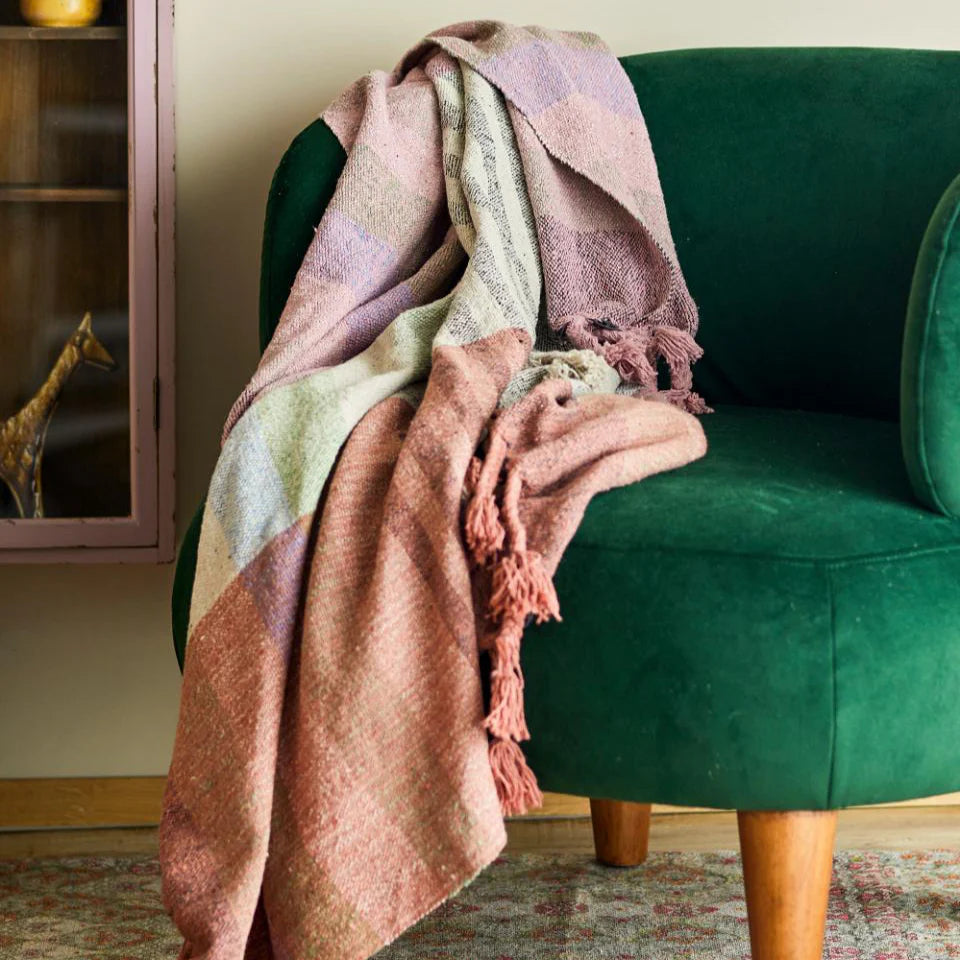 Bloomingville Recycled Cotton Throw Blanket - Desire Rose