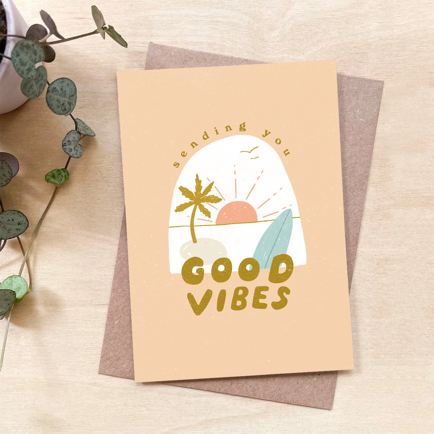 Good Vibes - Recycled Coffee Cup Card