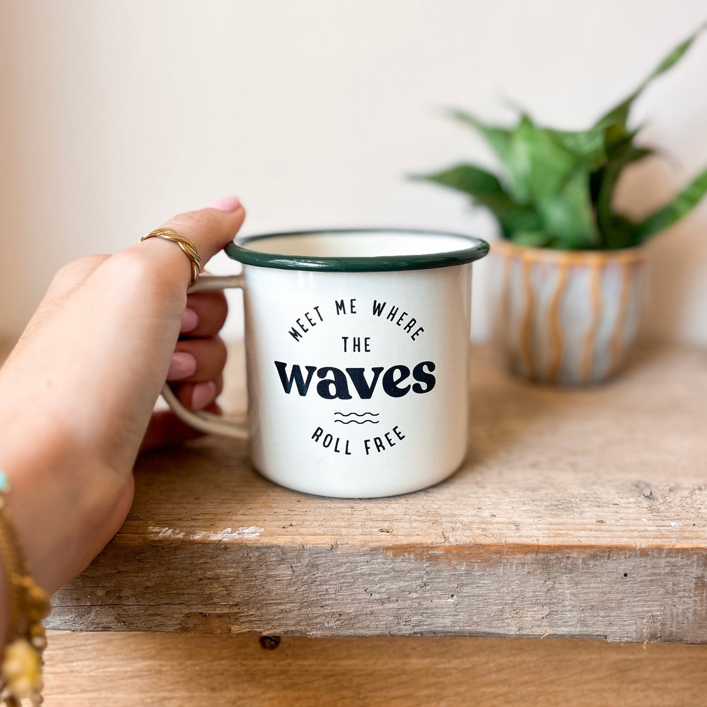 Enamel Mug - Meet Me Where the Waves Roll Free