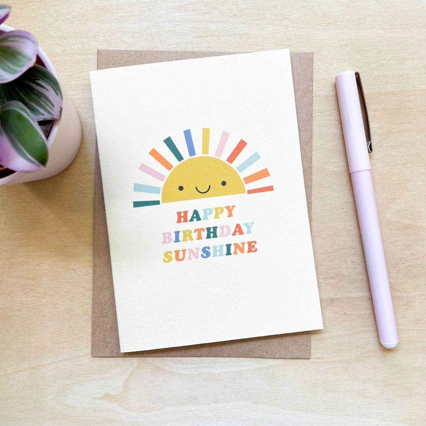 Happy Birthday Sunshine - Recycled Coffee Cup Birthday Card