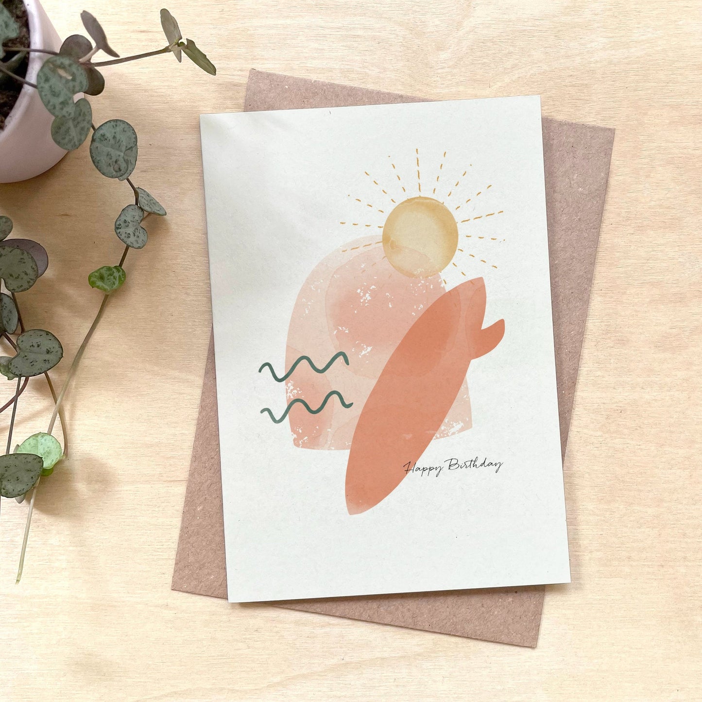 Surf - Recycled Coffee Cup Birthday Card
