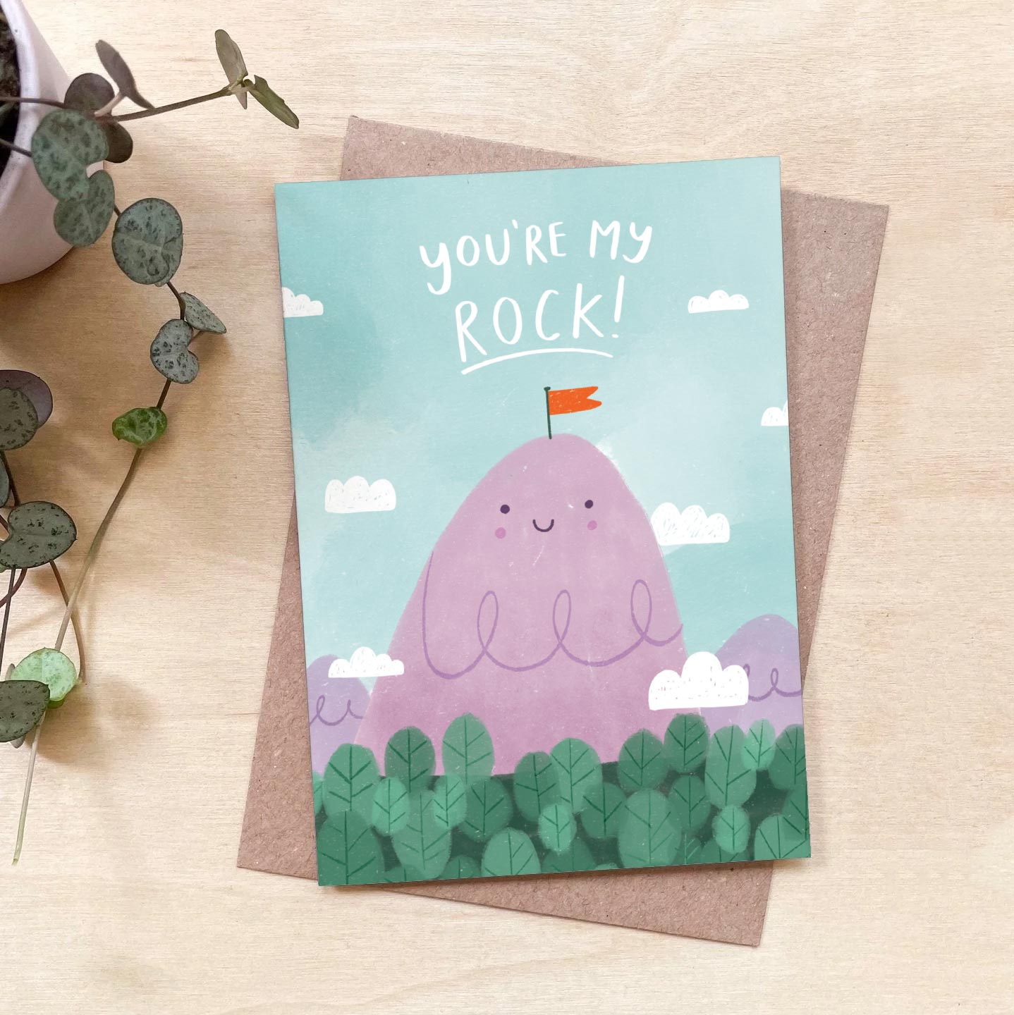 You're My Rock - Recycled Coffee Cup Card