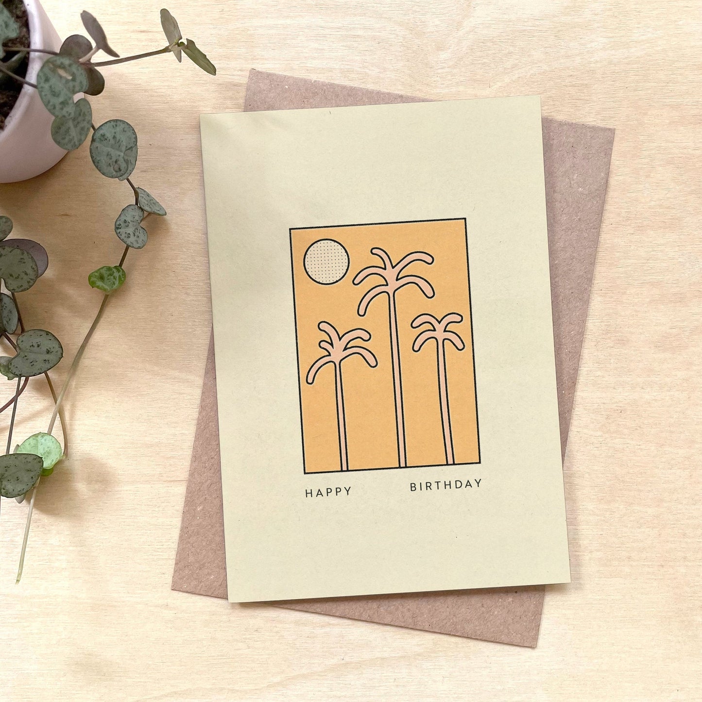 Paradise Palms - Recycled Coffee Cup Birthday Card