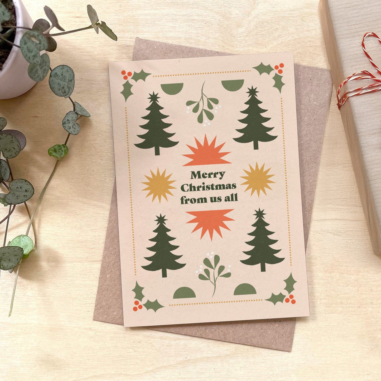 Merry Christmas From All of Us - Recycled Coffee Cup Christmas Card