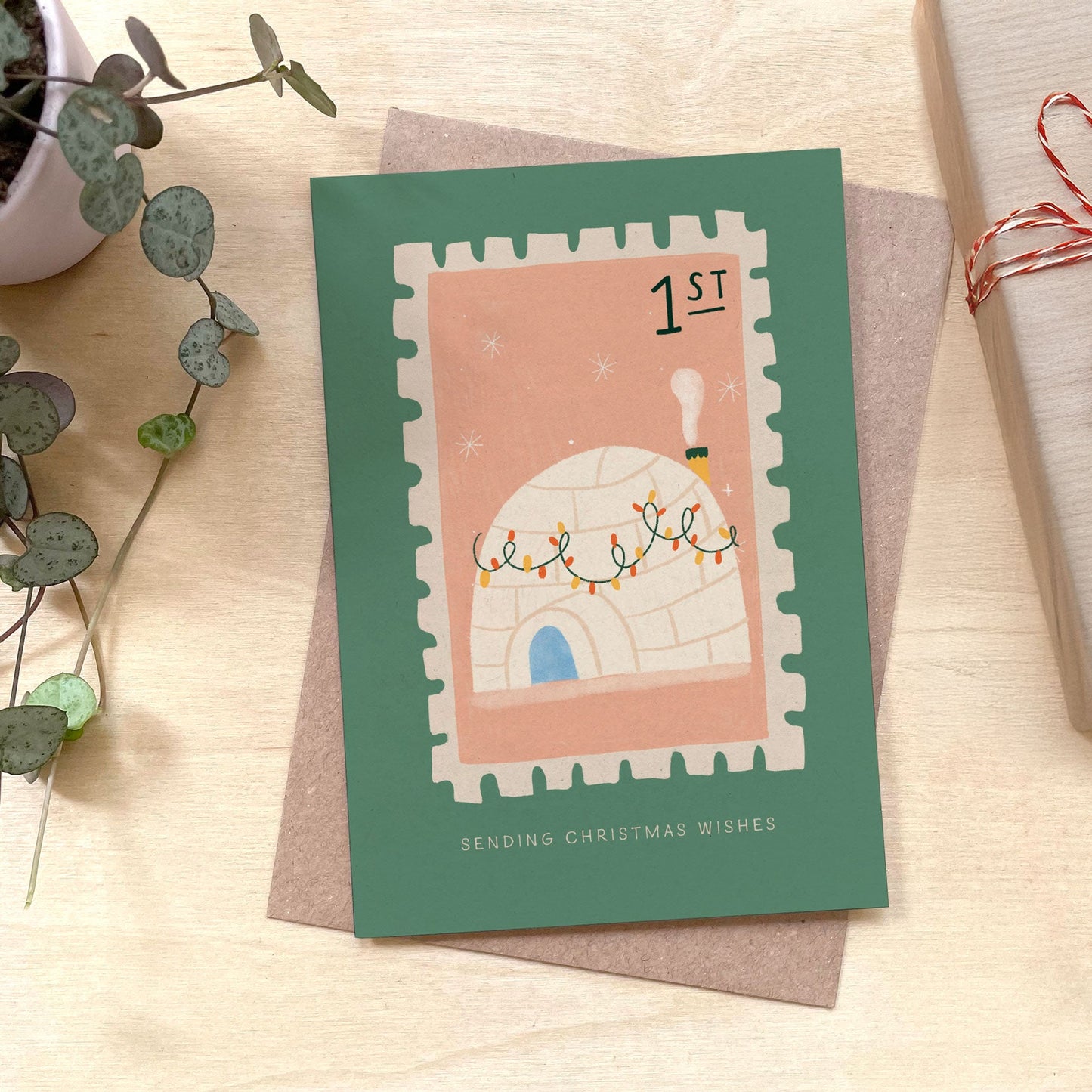Igloo Stamp - Recycled Coffee Cup Christmas Card