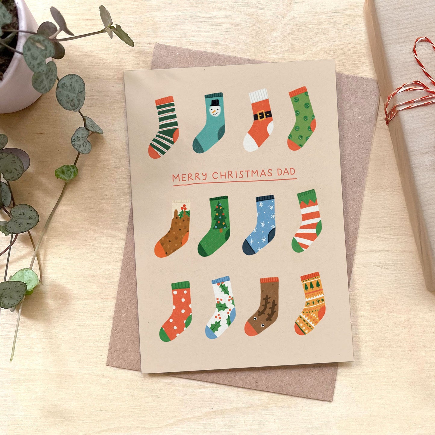 Christmas Socks Dad - Recycled Coffee Cup Christmas Card
