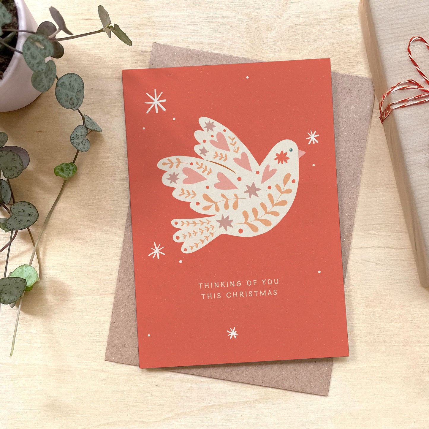 Thinking of You - Recycled Coffee Cup Christmas Card