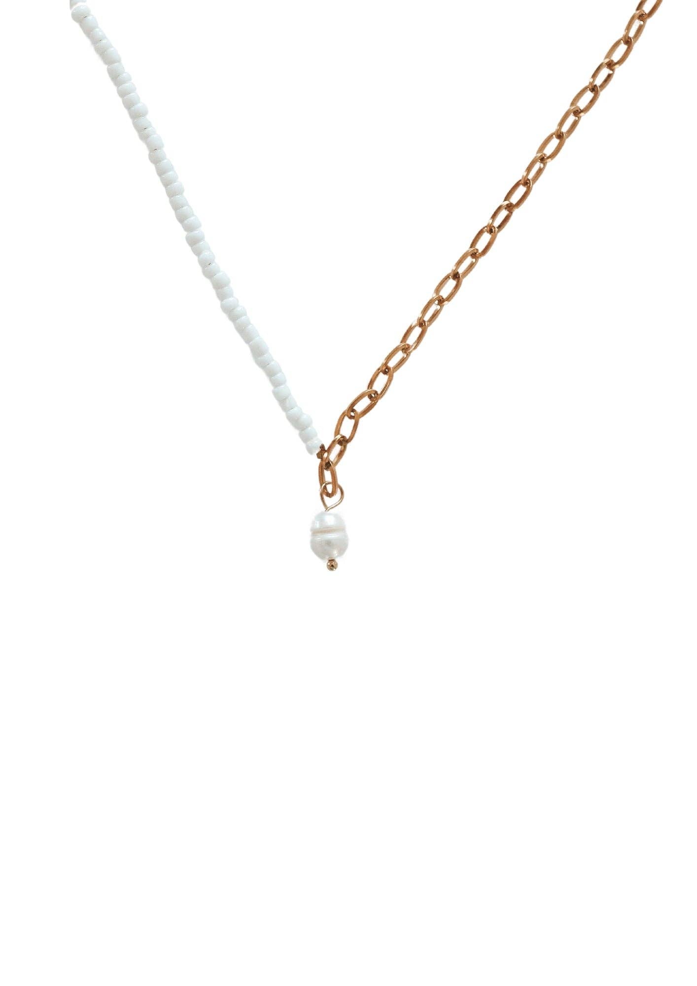 Pura Pearl Seed Bead Necklace: White