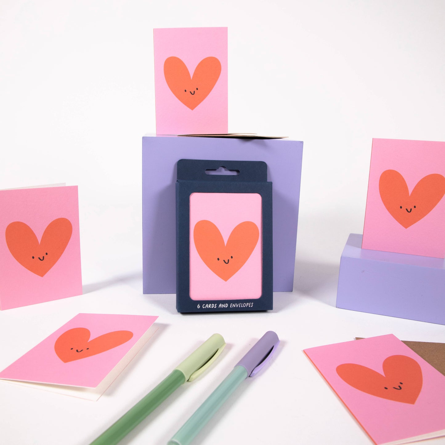 Pack of 6 x Mini Love Heart Cards