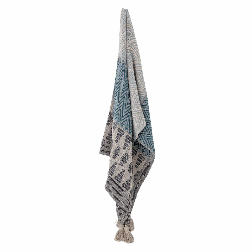 Bloomingville Recycled Cotton Throw Blanket - Milas Blue