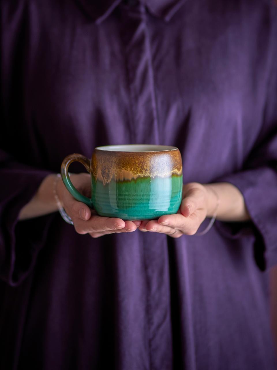 Bloomingville Stoneware Mug - Sheen Green