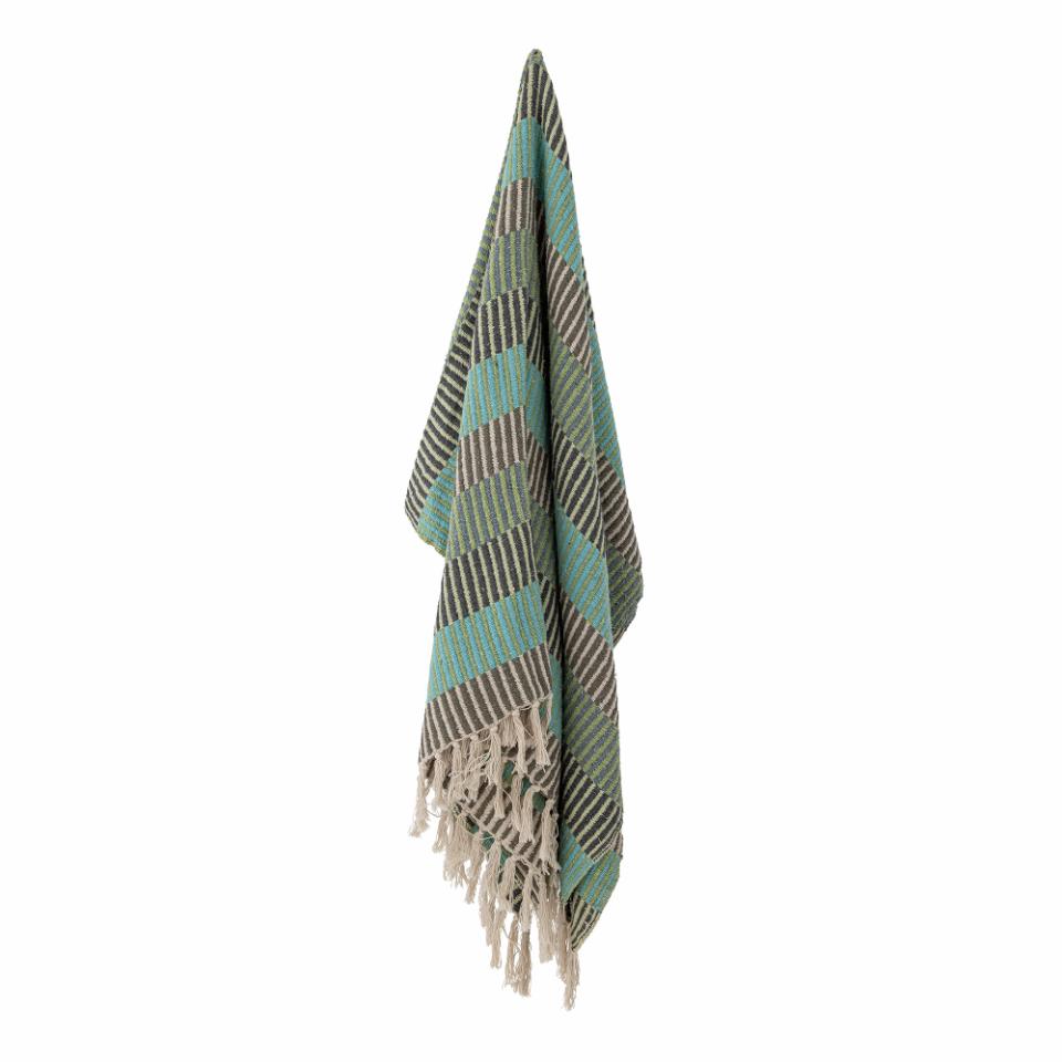Bloomingville Recycled Cotton Throw Blanket - Isnel Blue