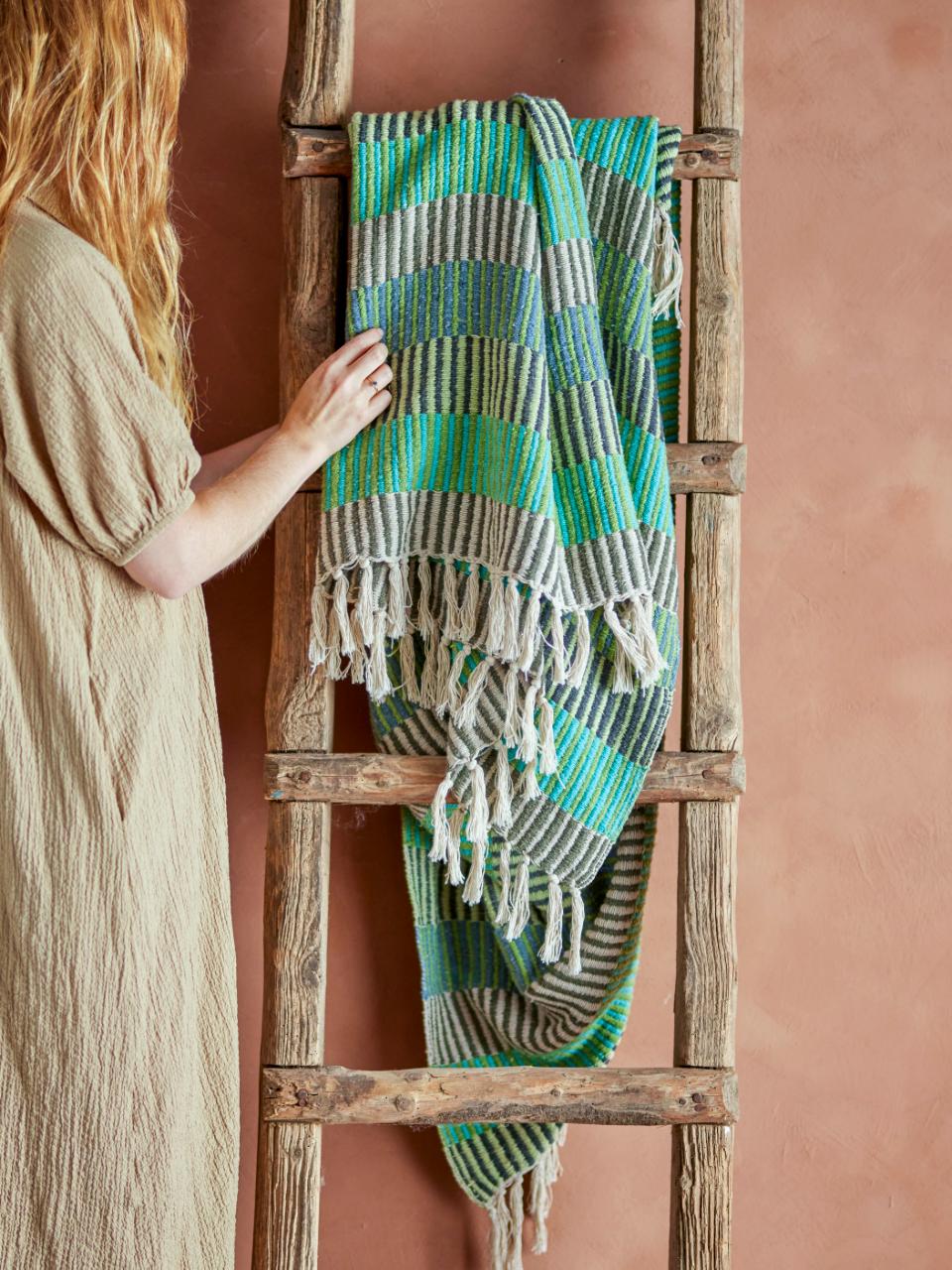 Bloomingville Recycled Cotton Throw Blanket - Isnel Blue