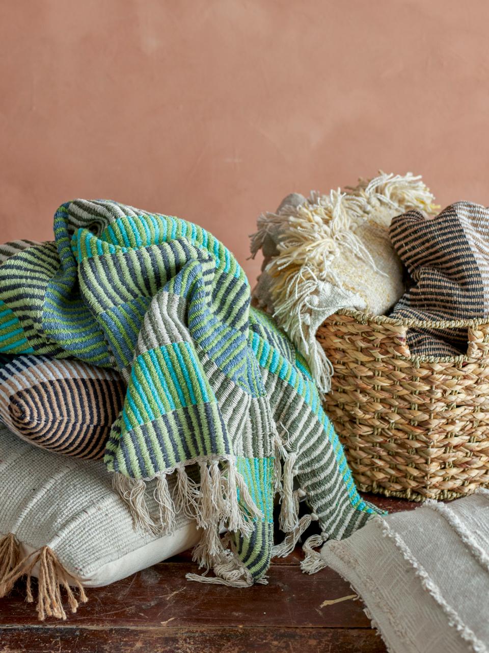 Bloomingville Recycled Cotton Throw Blanket - Isnel Blue