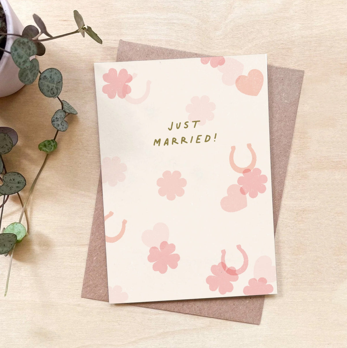 Just Married Confetti - Recycled Coffee Cup Wedding Card