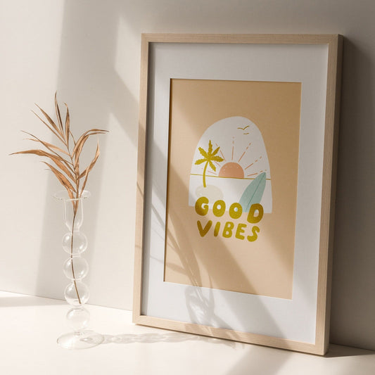 'Good Vibes' Graphic Beach Print