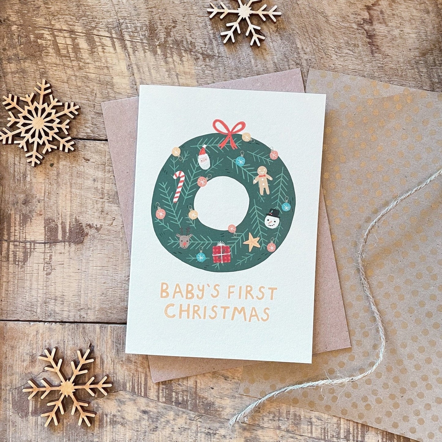 'Baby's First Christmas' Recycled Coffee Cup Christmas Card