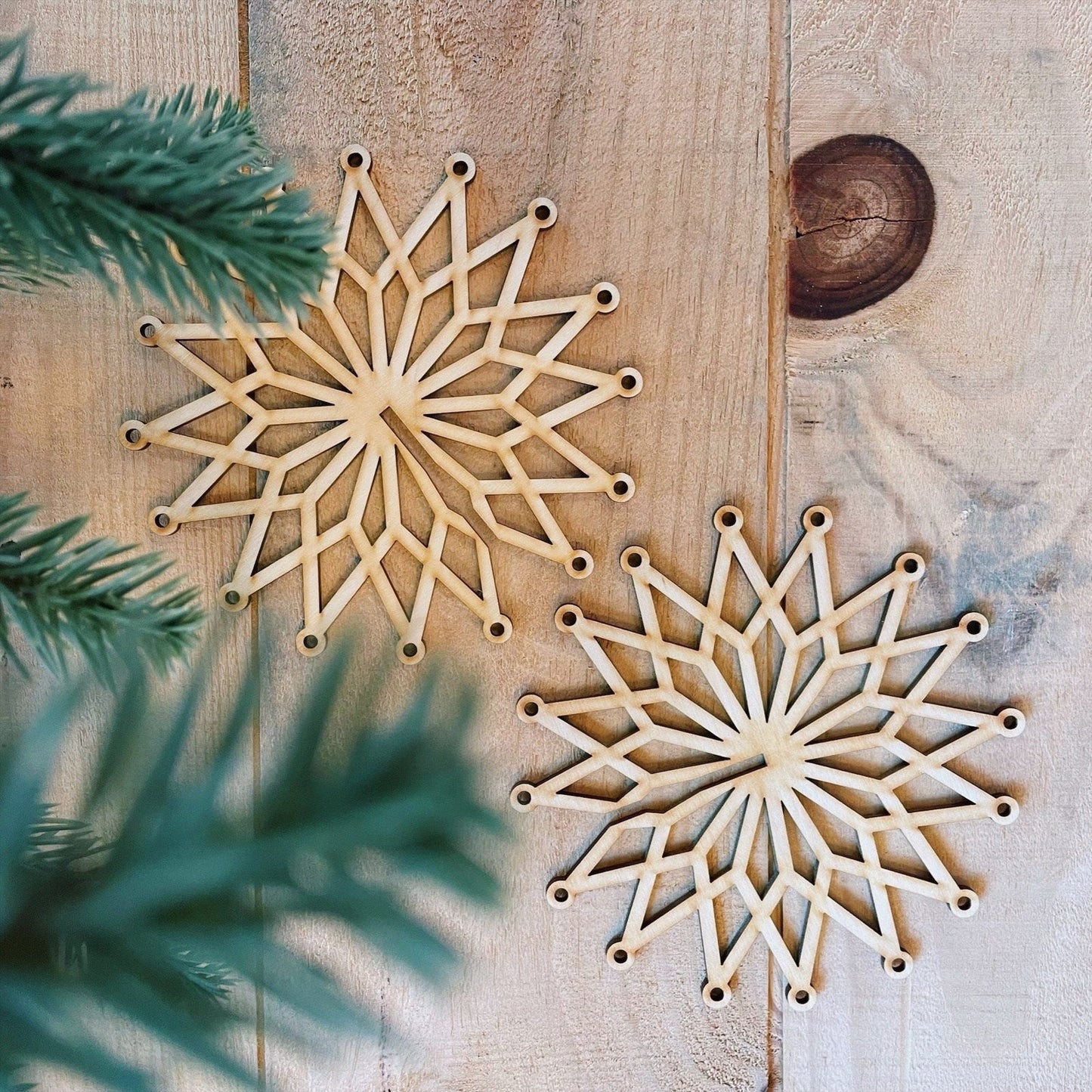 Wooden Standing Snowflake Decoration - Set of 3