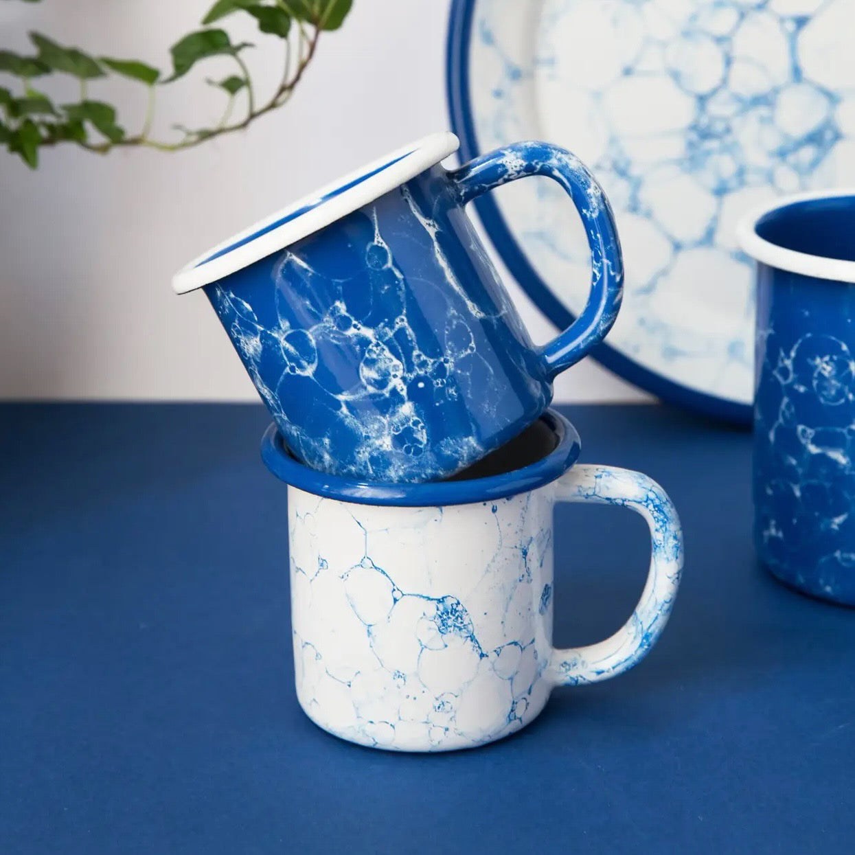 Bubble Collection Enamel Mug Blue