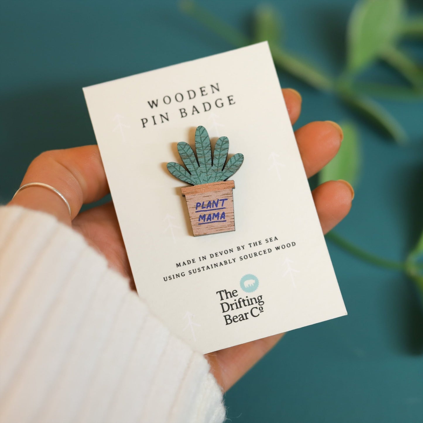 Wooden Pin Badge - Plant Mama