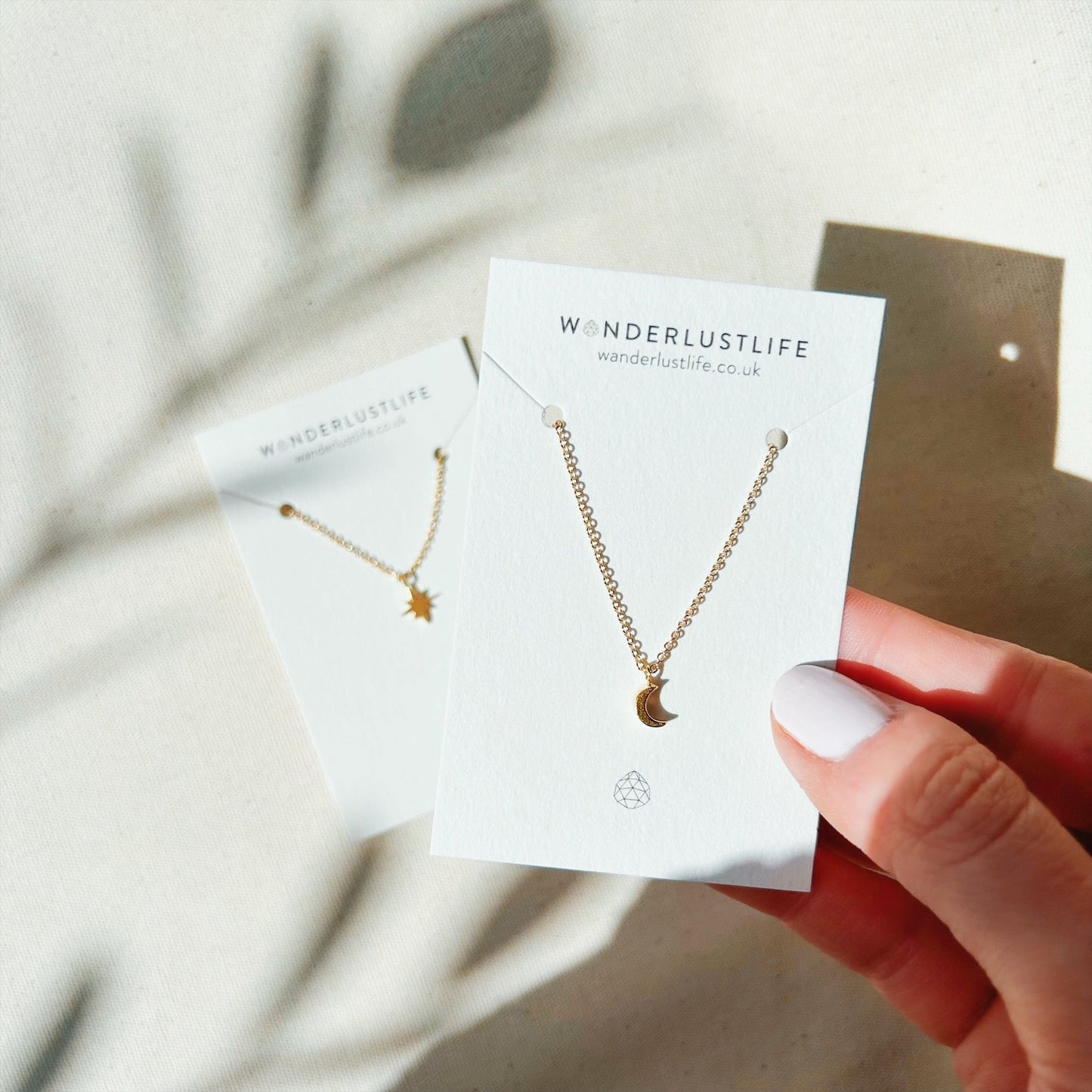 Wanderlust Life Fine Gold Chain Necklace - Petite Luna Crescent