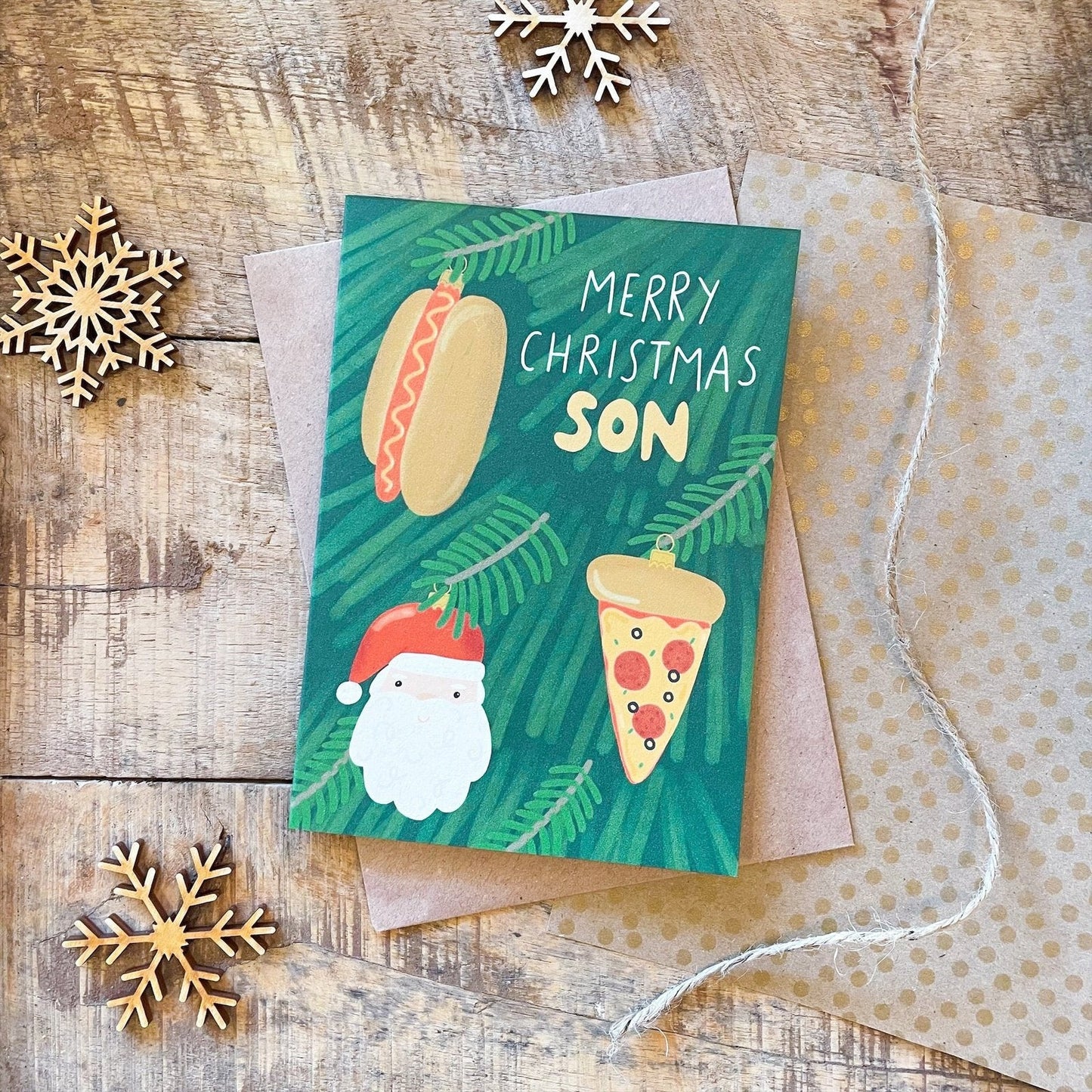 'Merry Christmas Son' Recycled Coffee Cup Christmas Card
