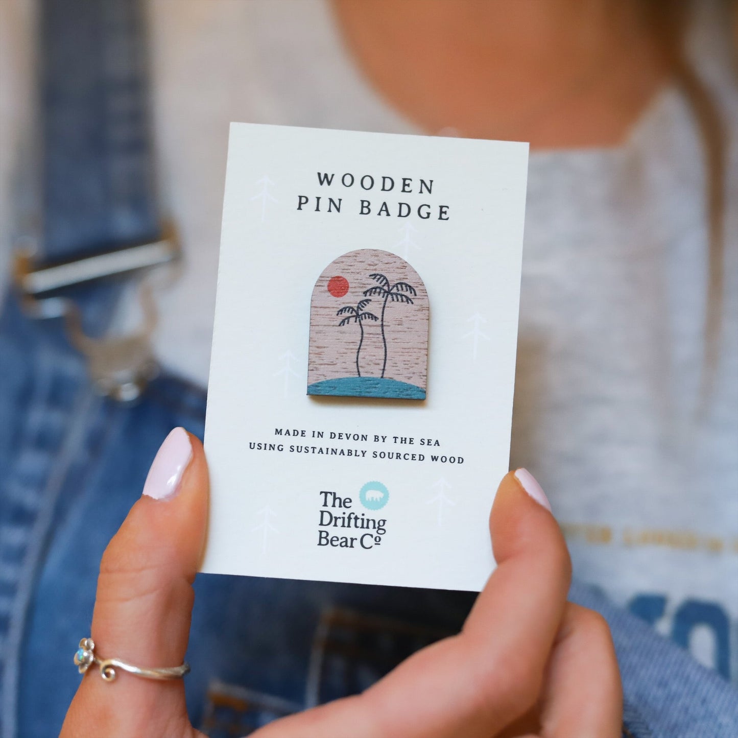 Wooden Pin Badge - Tropical Island