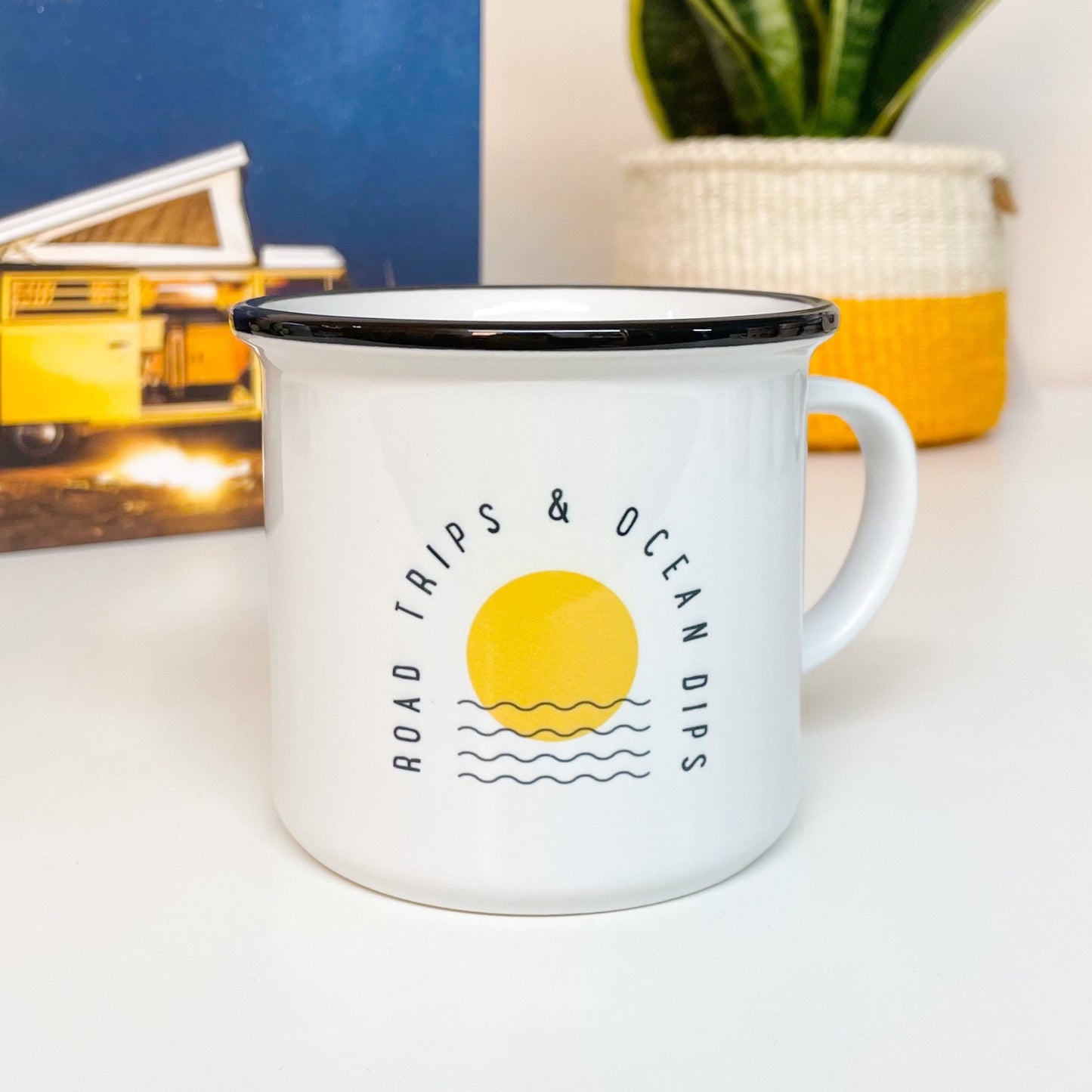 'Road Trips & Ocean Dips' Ceramic Mug