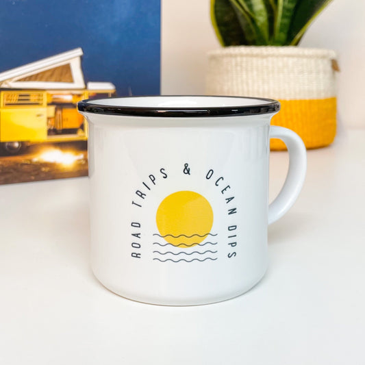 'Road Trips & Ocean Dips' Ceramic Mug