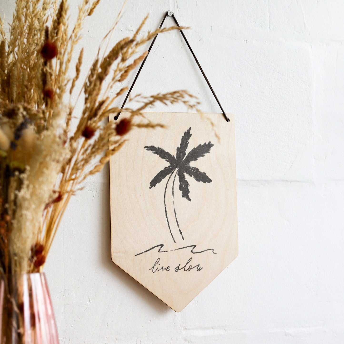 'Live Slow' Wooden Pennant Flag