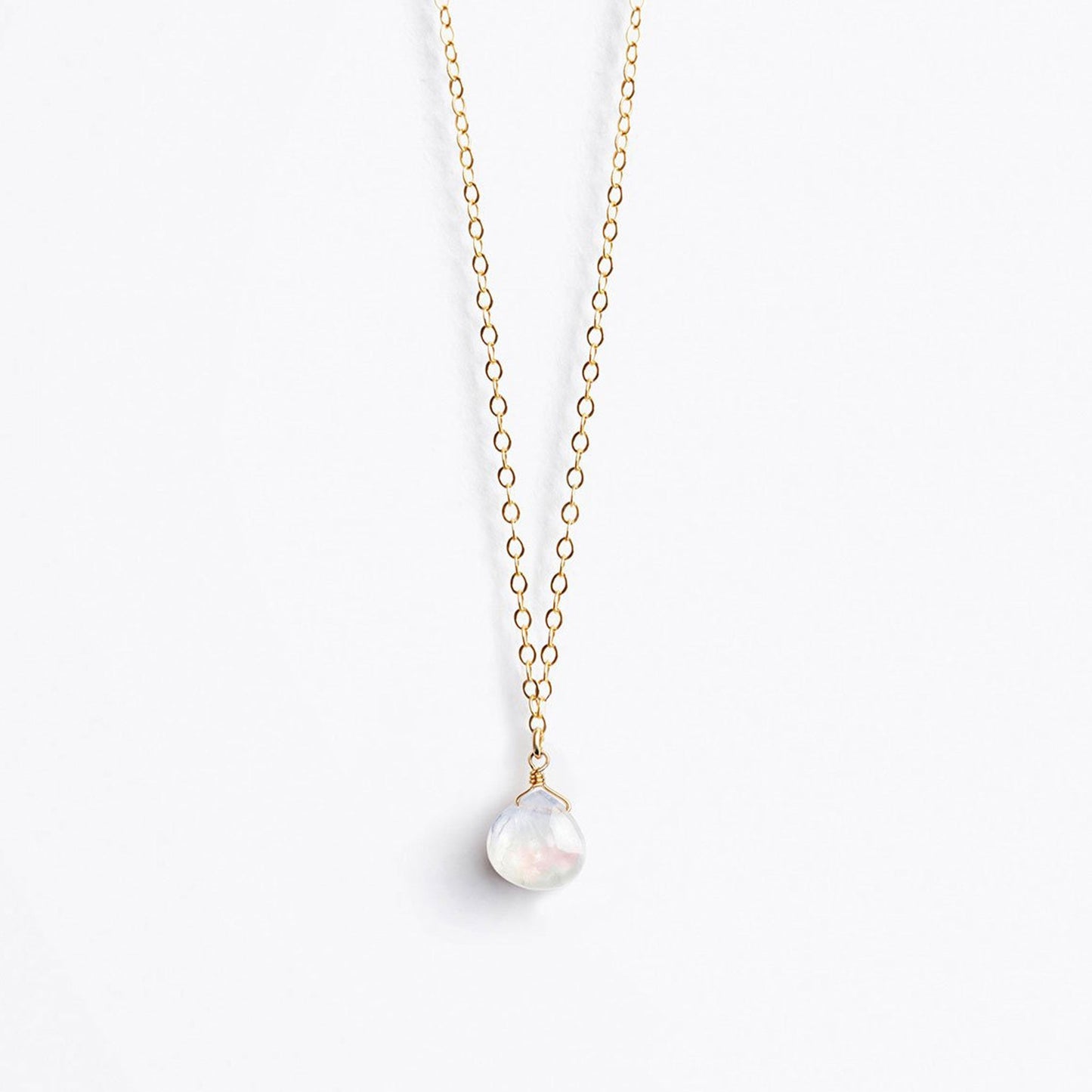 Wanderlust Life Fine Gold Chain Necklace - Rainbow Moonstone
