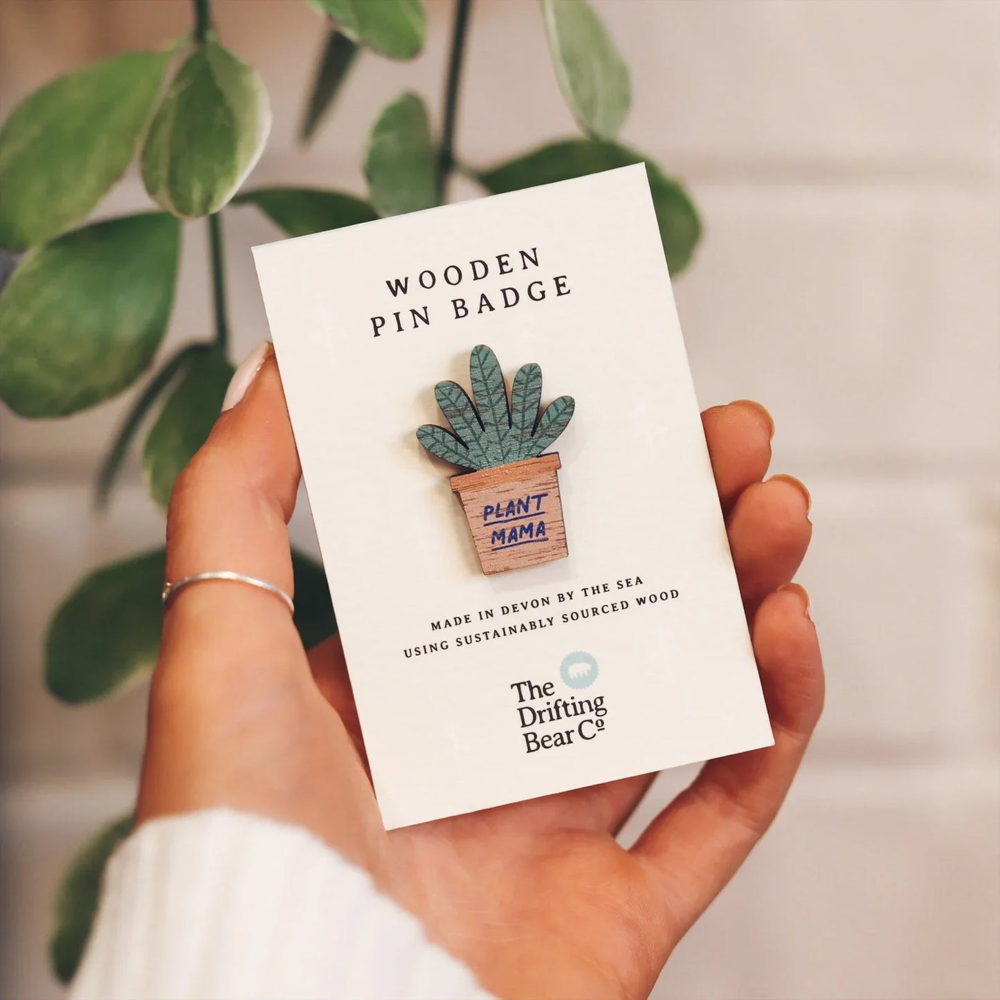 Wooden Pin Badge - Plant Mama