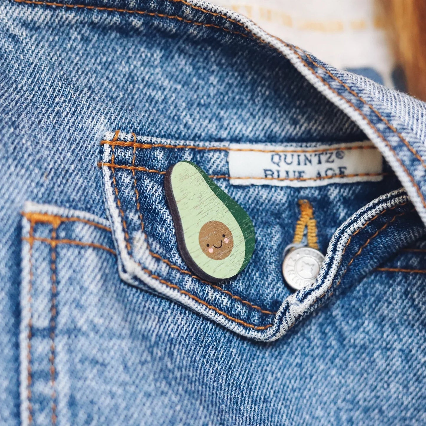 Wooden Pin Badge - Avocado