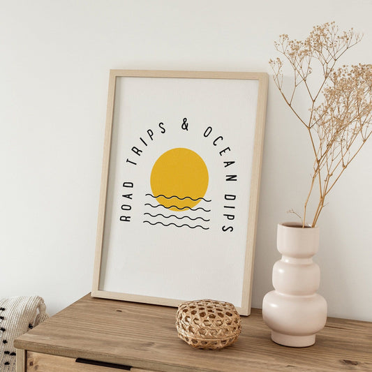 'Road Trips & Ocean Dips' Graphic Print