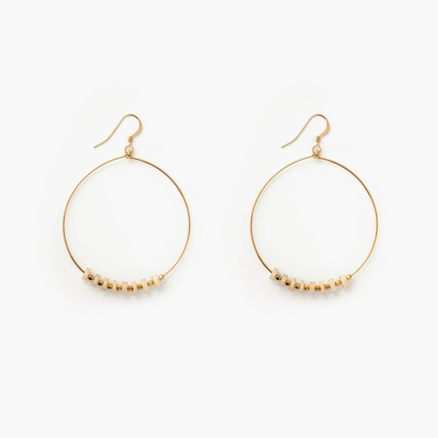 Wanderlust Life Hughoop Mother of Pearl and Gold Beaded Earring