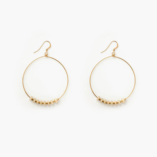 Wanderlust Life Hughoop Mother of Pearl and Gold Beaded Earring