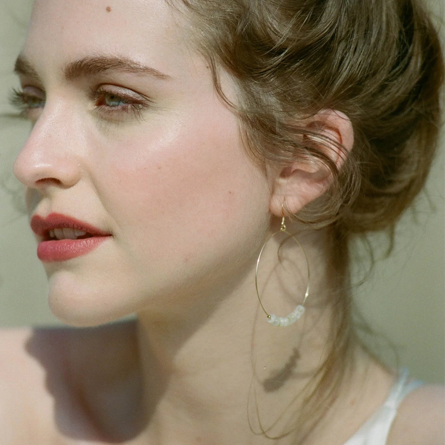 Wanderlust Life Hughoop Mother of Pearl and Gold Beaded Earring